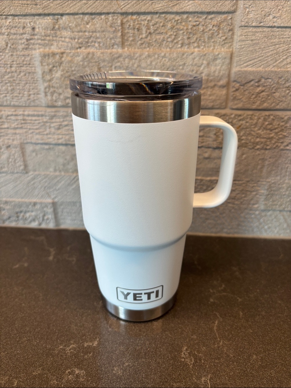 Yeti rambler mug with handle, white, 20 oz
